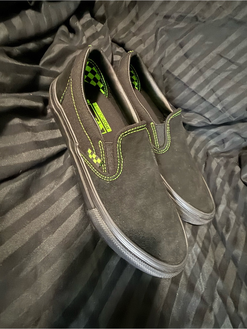 Vans Skate Slip-On PopCush Neon Black Green Size 7.5 Men’s VN0A5FCAYJ7 With Box